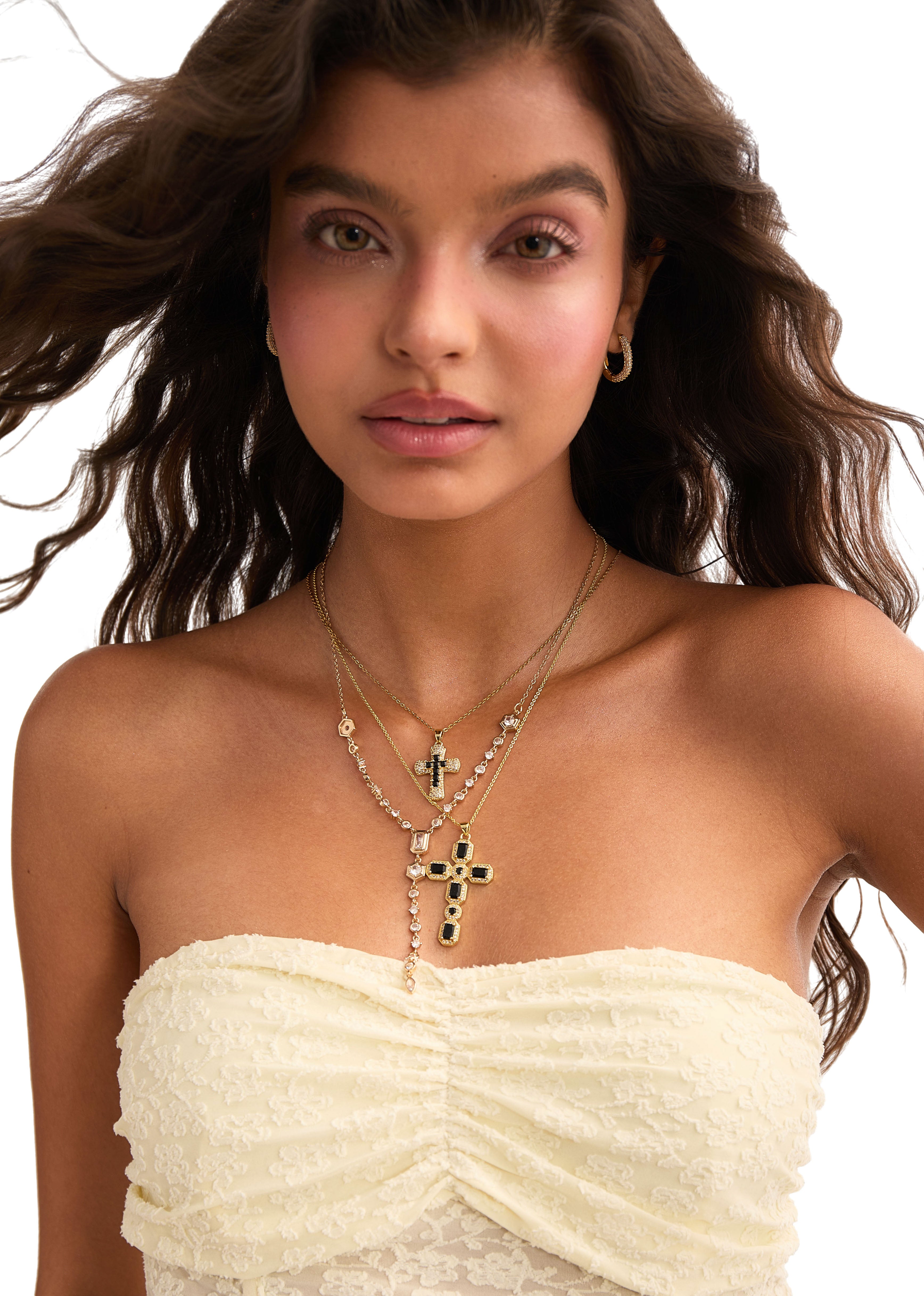 Scarlett Black Golden Cross Necklace