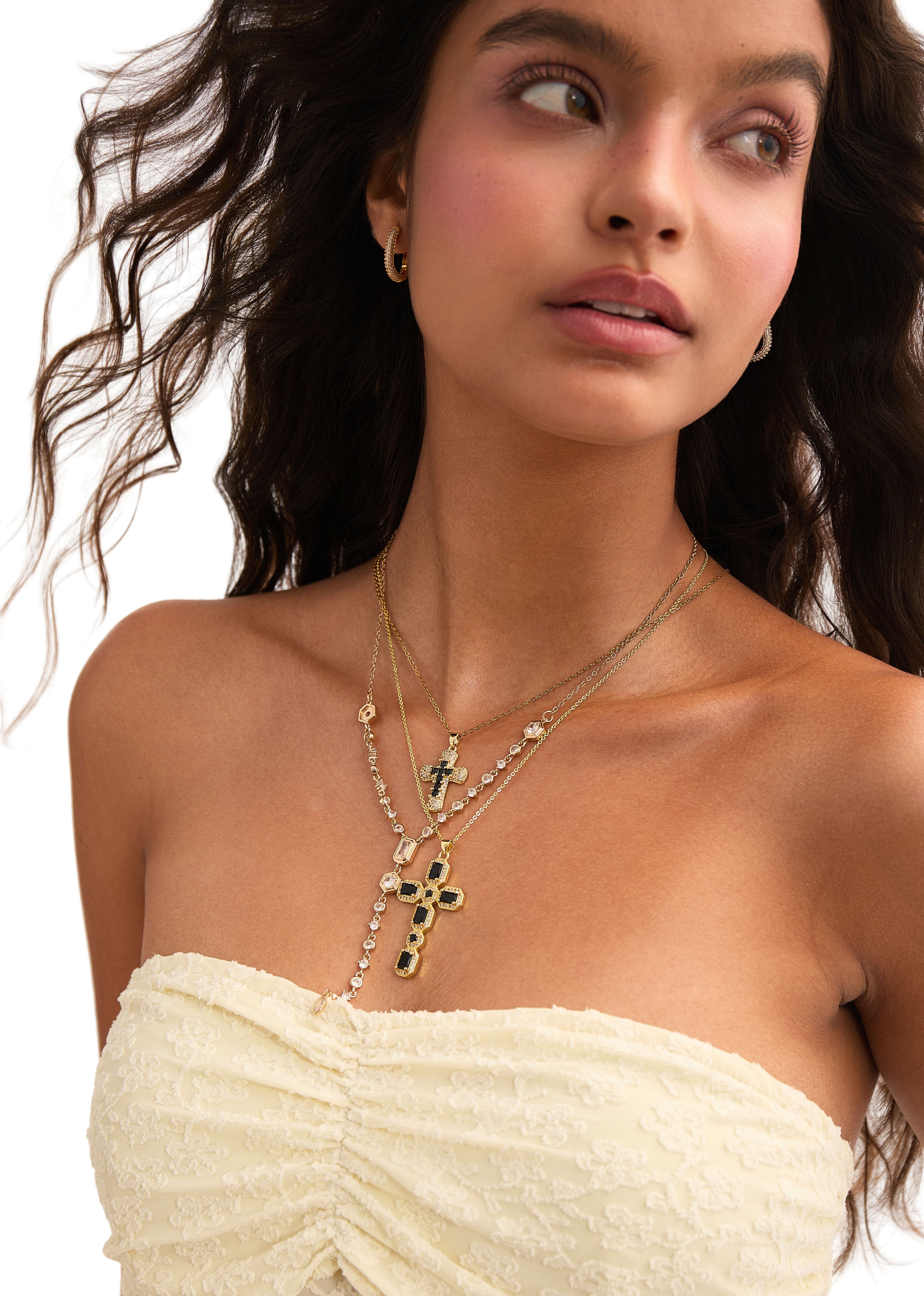 Scarlett Black Golden Cross Necklace – Vintage Jewelry for Women