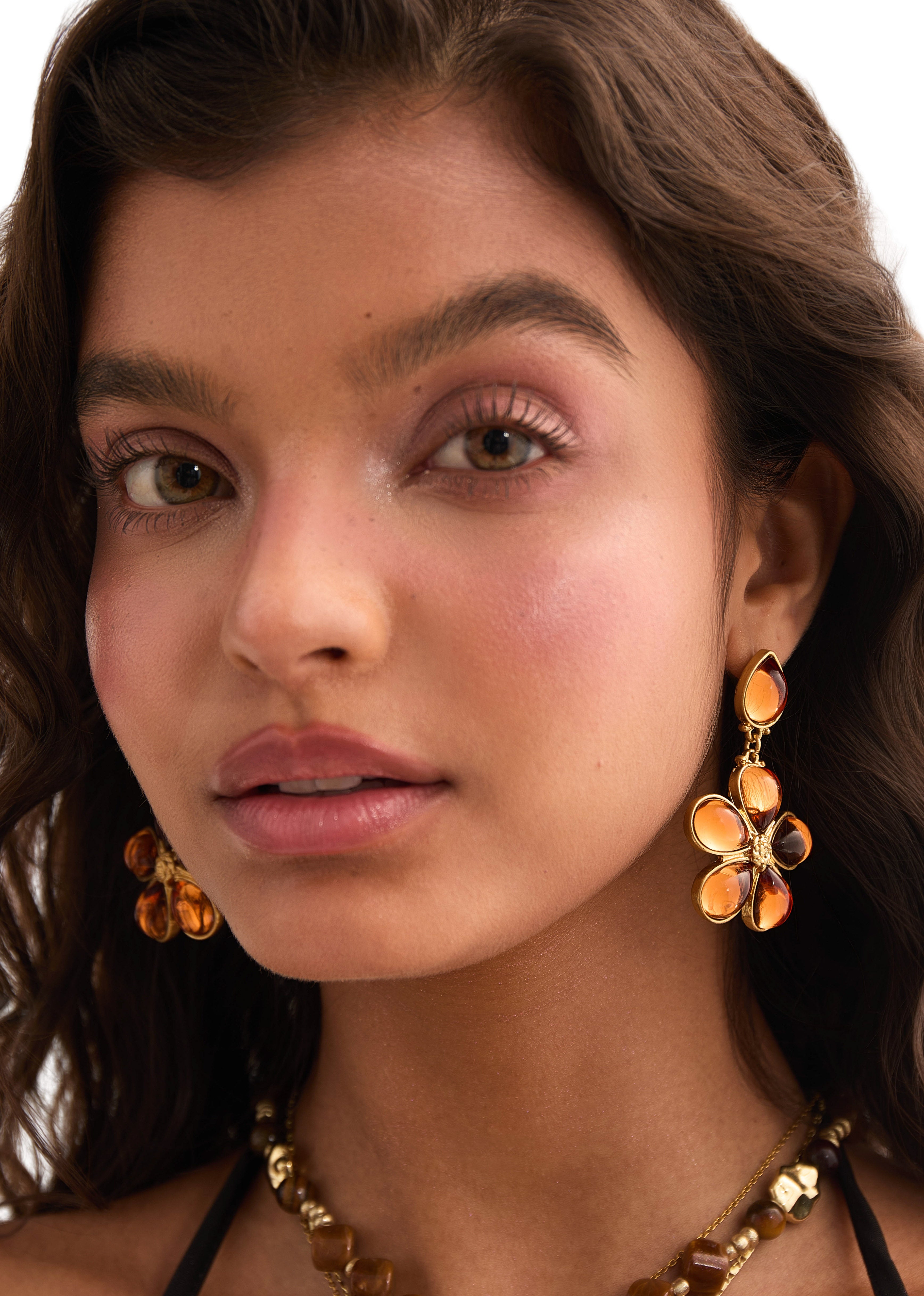 Midsummer Orange Flower Vintage Earrings