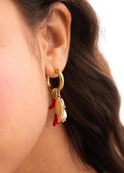 Poisson d'Or Fish Red Golden Earrings