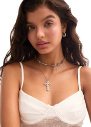 Kylie Colorful Crystals Silver Necklace