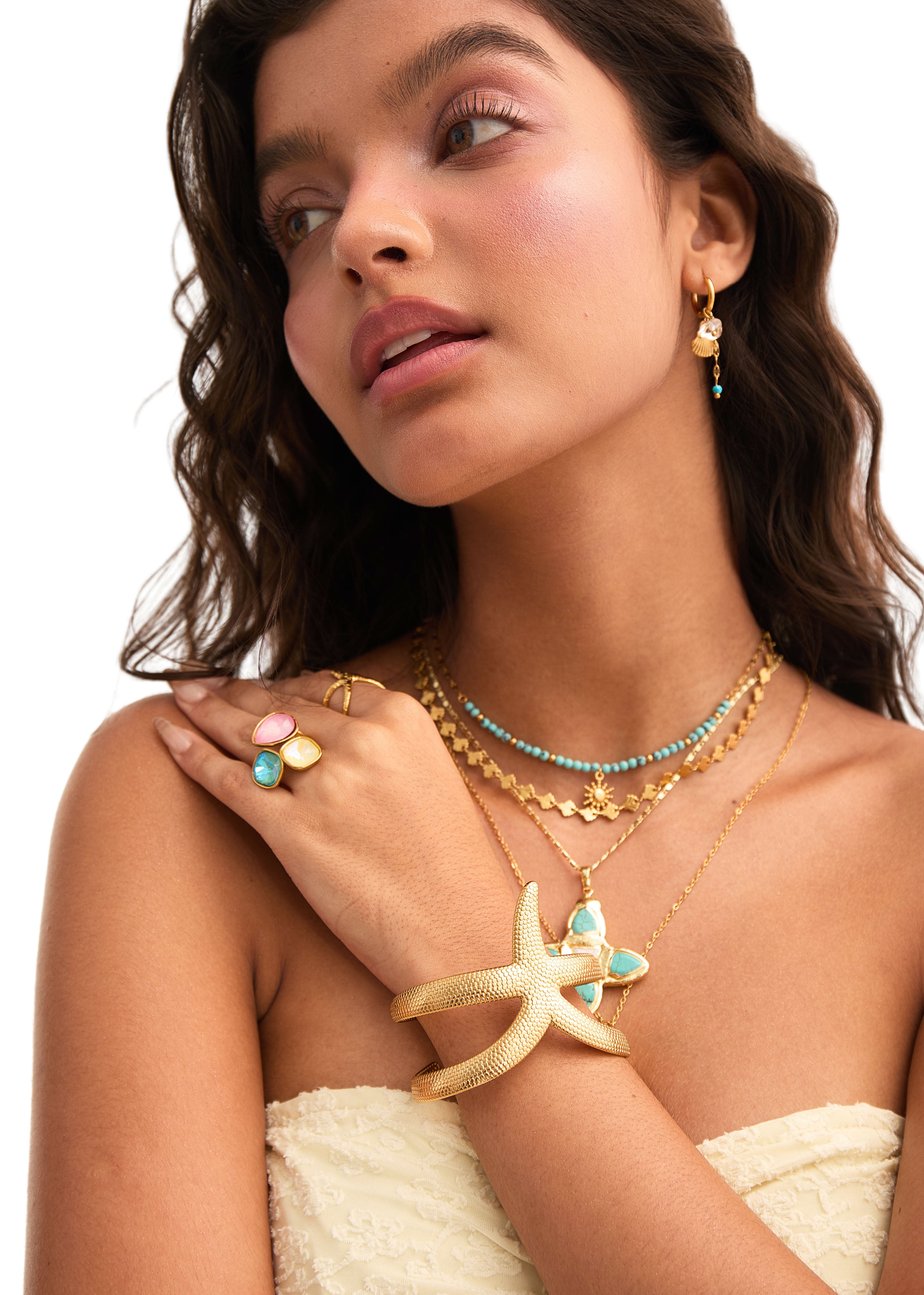 Theodora Trio Energy Stones Golden Ring