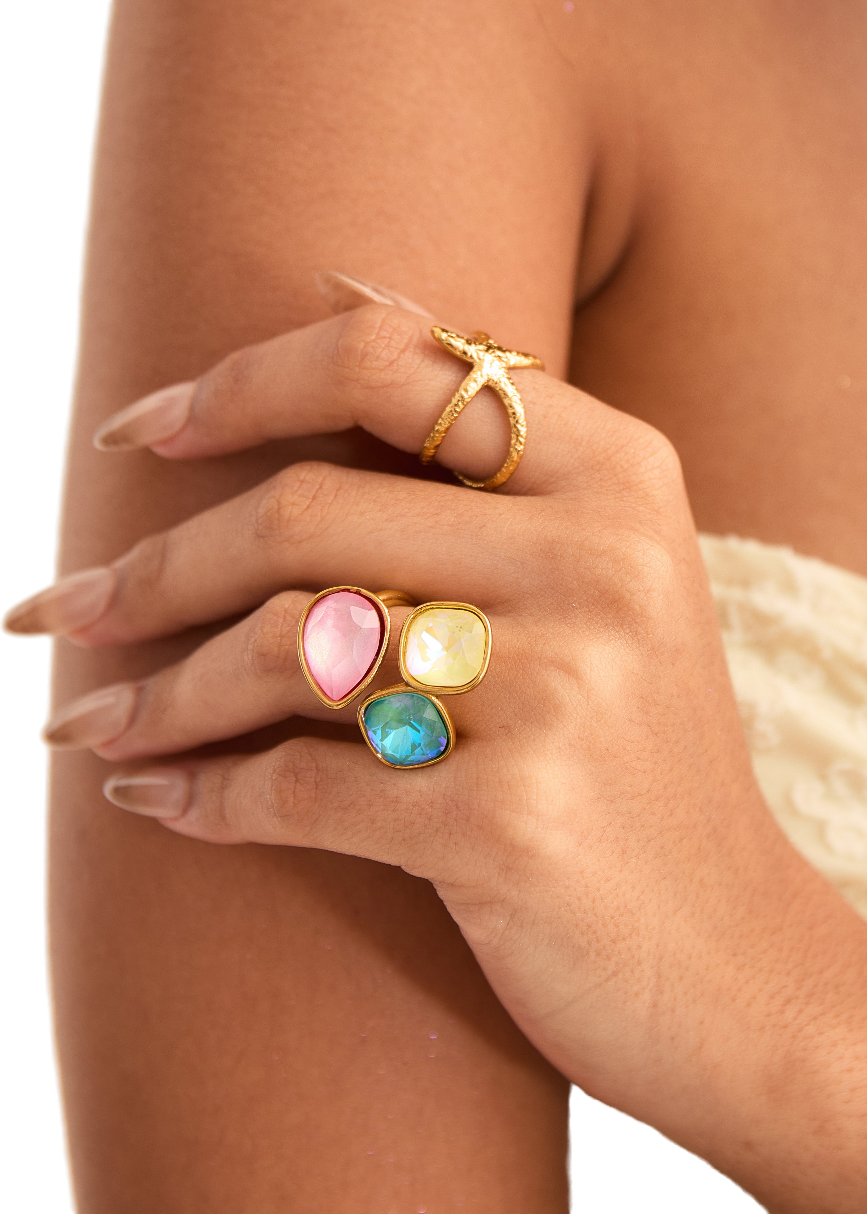 Theodora Trio Energy Stones Golden Ring