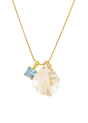 Summer Shell Alphabet Golden Necklace - Ocean Blue