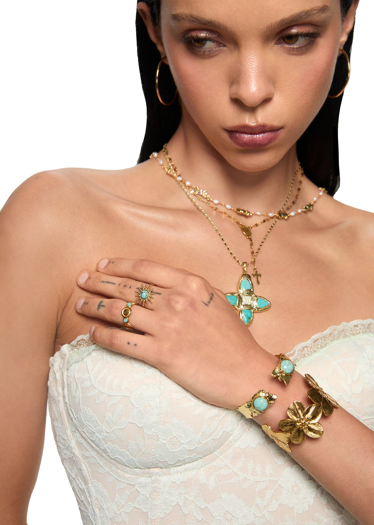 Jungle Flower Siesta Golden Bangle Bracelet