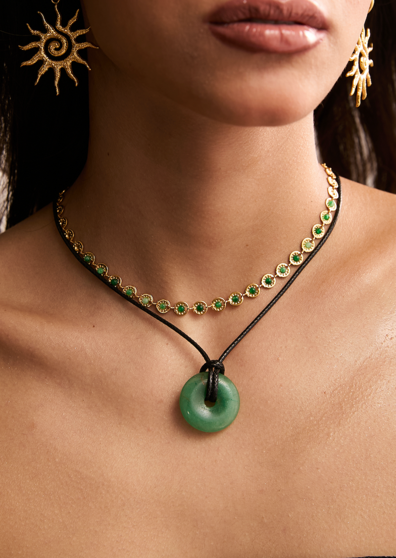 Foufou Charm Cord Necklace - Happiness (Jade)