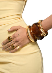 Tann Chunky Bangles Bracelet - Golden