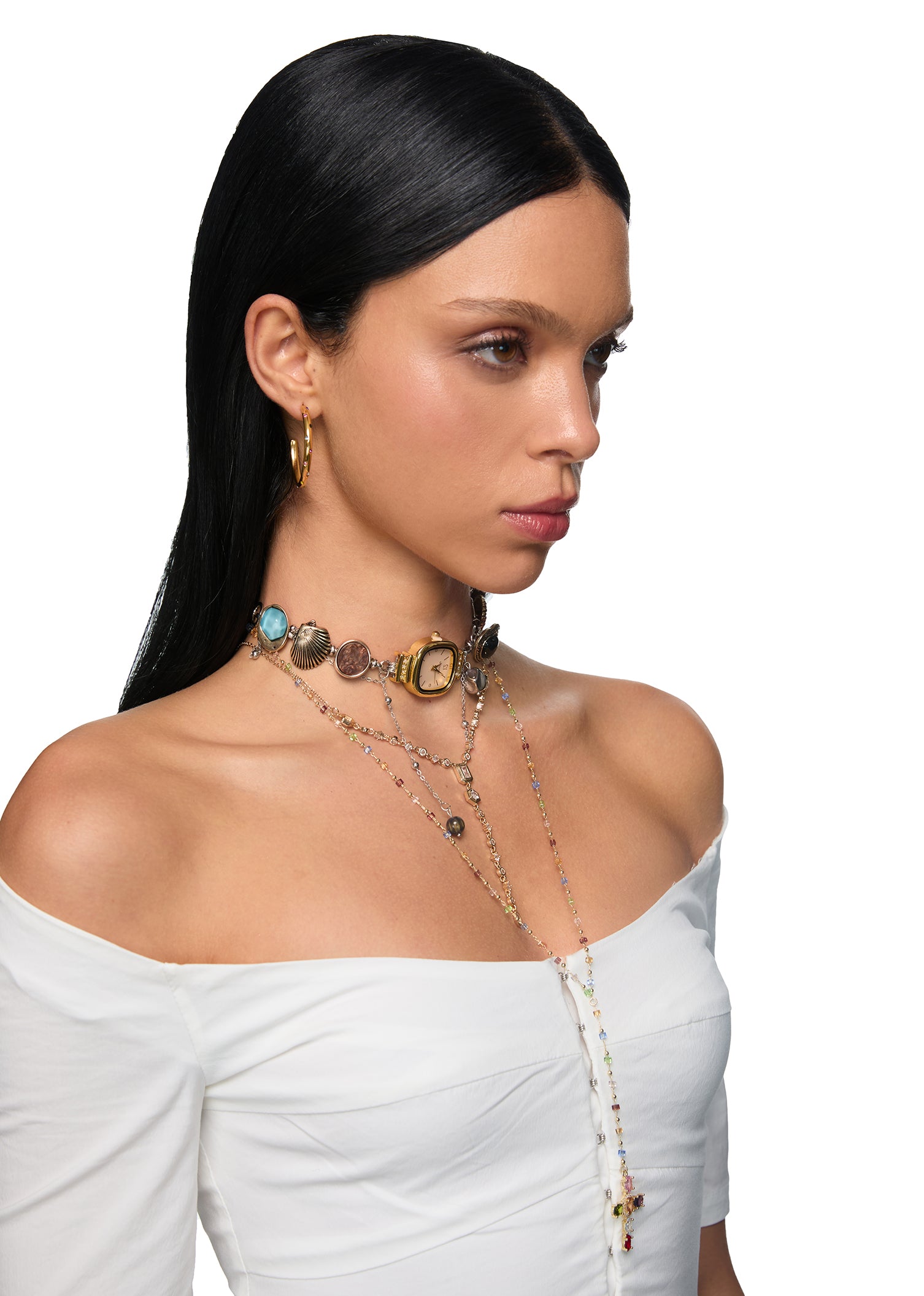 Guendalina Ocean O'Clock Vintage Watch Golden Choker Necklace Vintage Jewelry for Women | FOUFOU Bracelet Guendalina Ocean O'Clock Vintage Watch Golden Choker Necklace Vintage Jewelry for Women | FOUFOU Bracelet