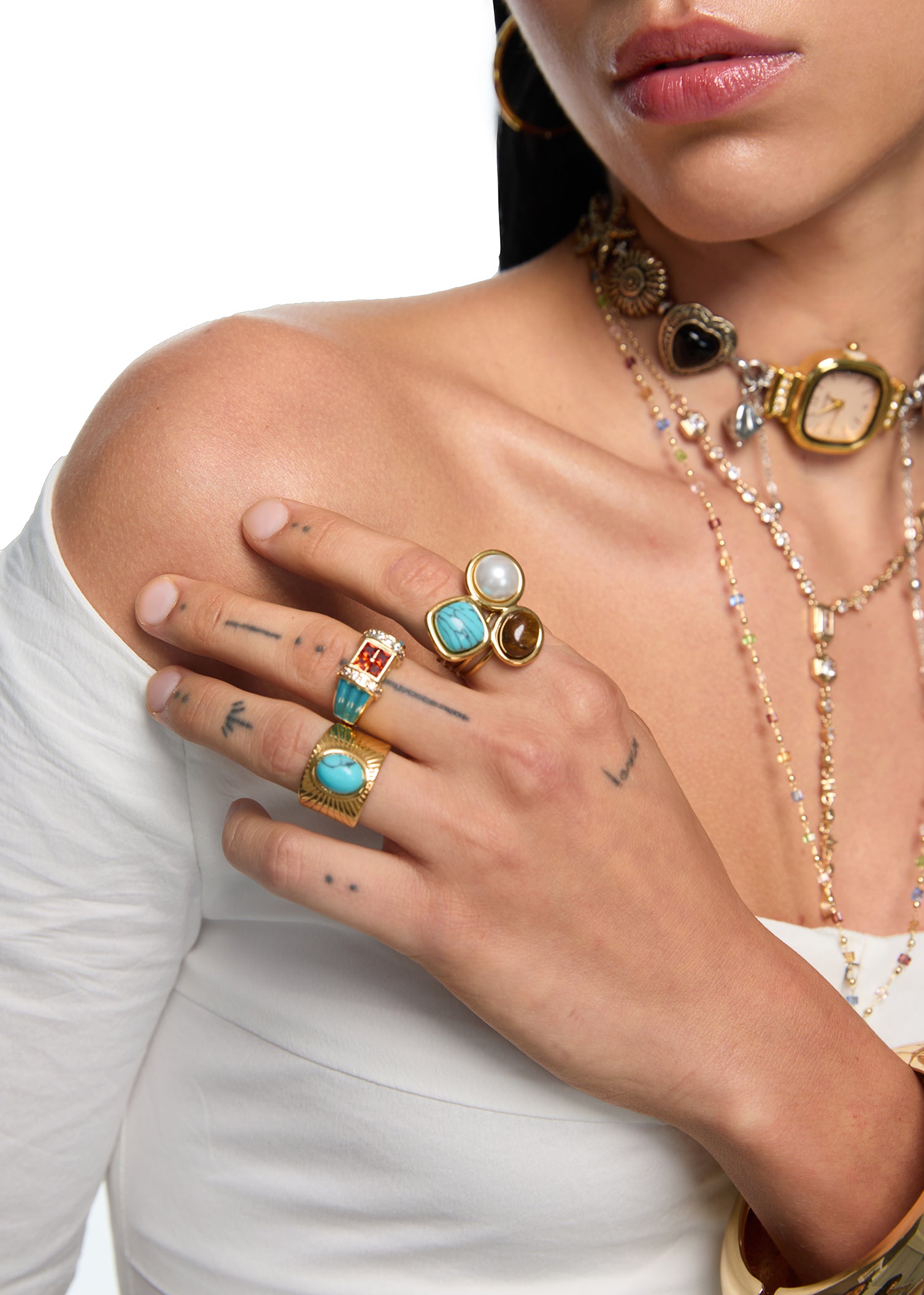 Manon Glittering Orange Blue Vintage Ring