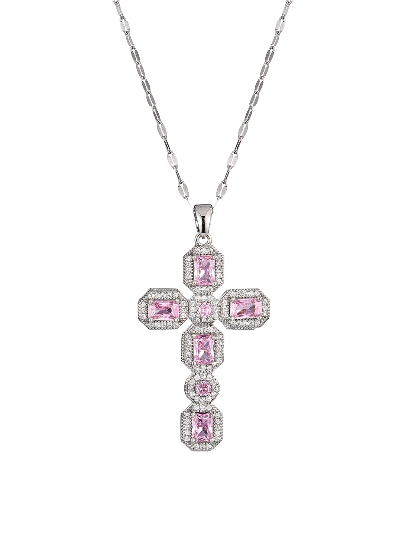 Scarlett Pink Golden Cross Necklace