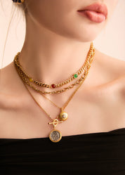 Numa Colorful Stones Golden Necklace