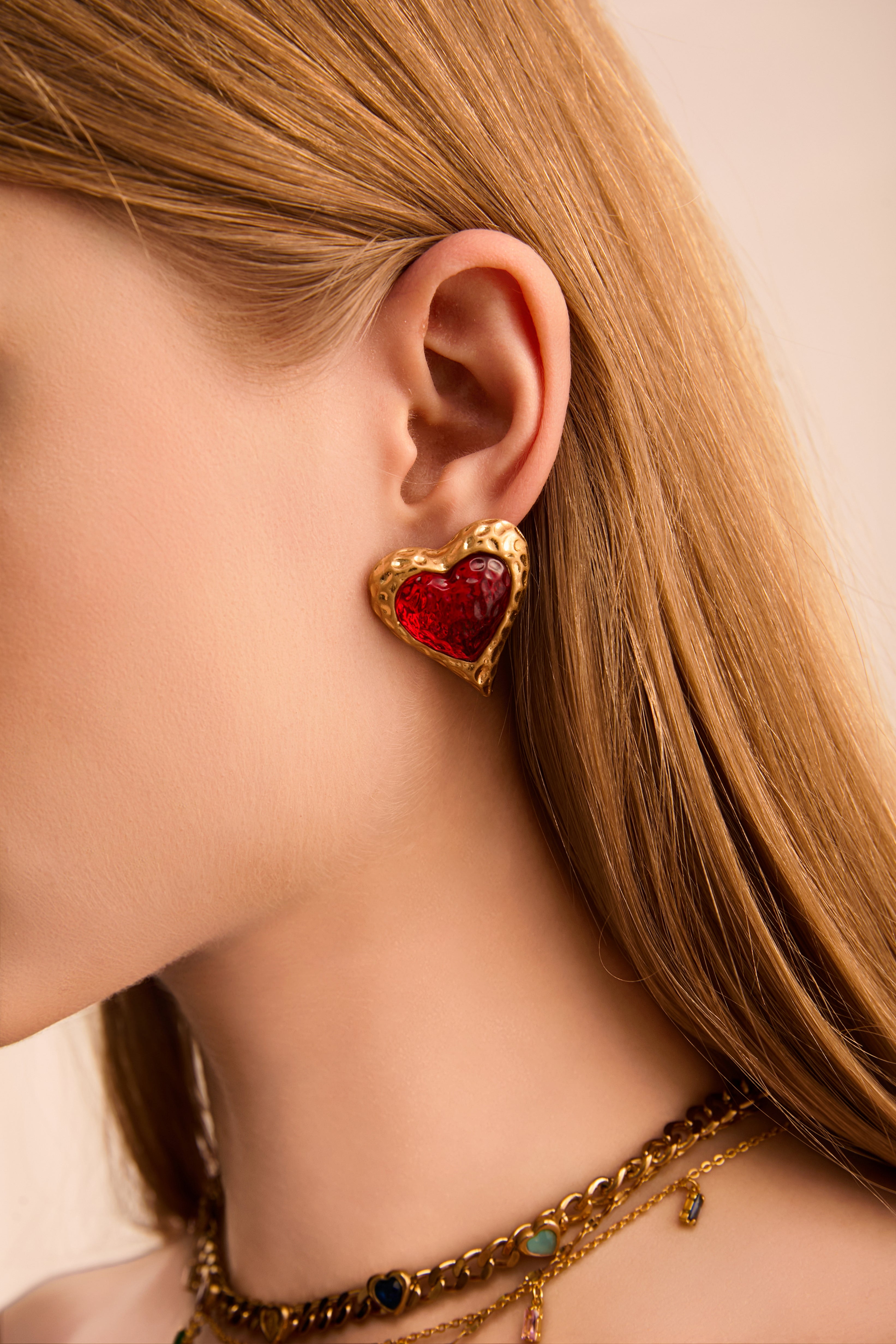 Adam Love In All Shape Red Earrings