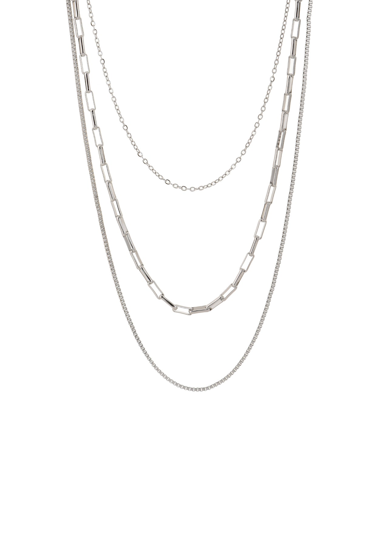 Simple-trio Silver Necklace