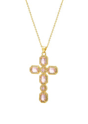 Scarlett Pink Golden Cross Necklace