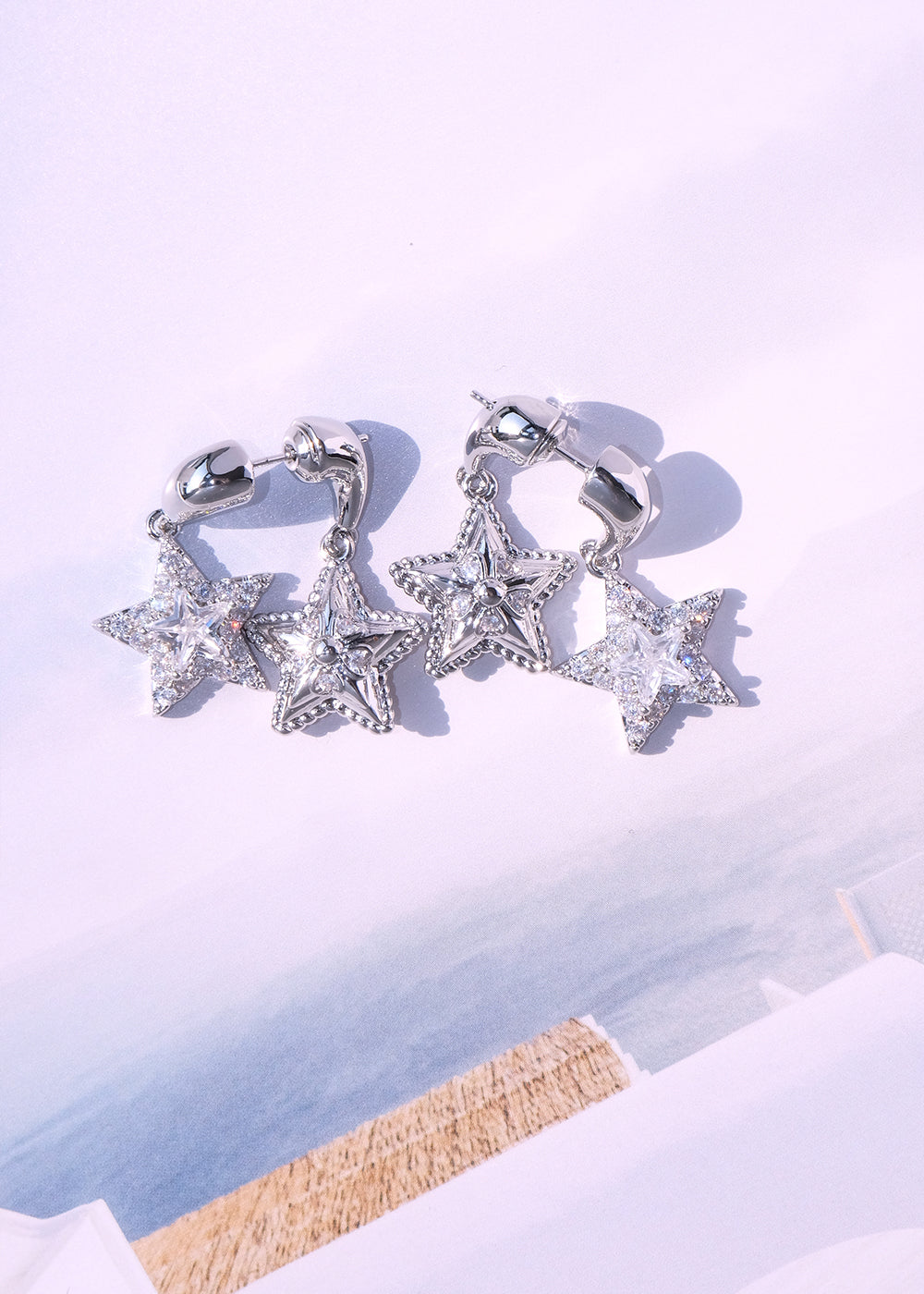 Double Star Earrings - Golden