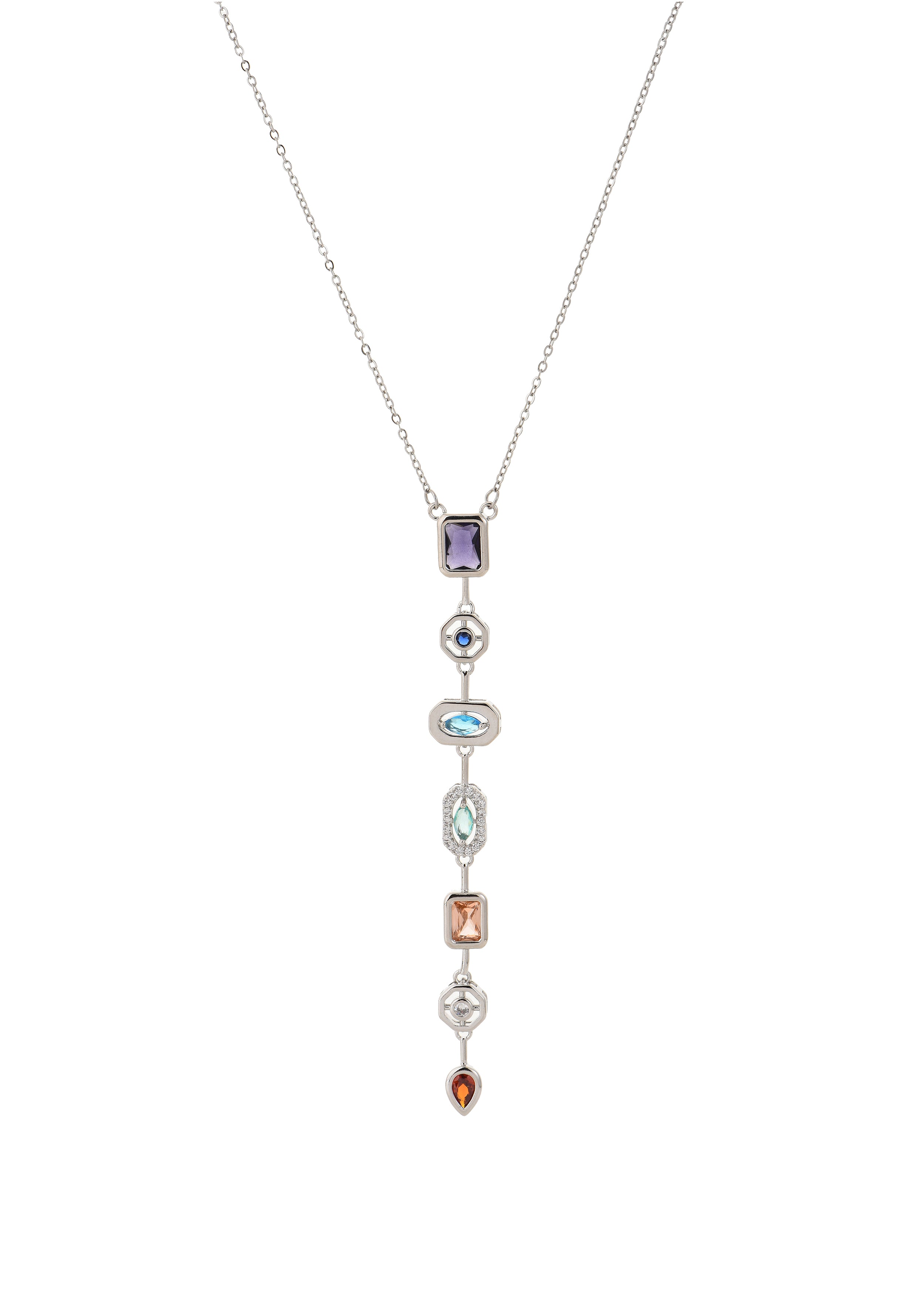 Marly Colorful Silver Lariat Necklace