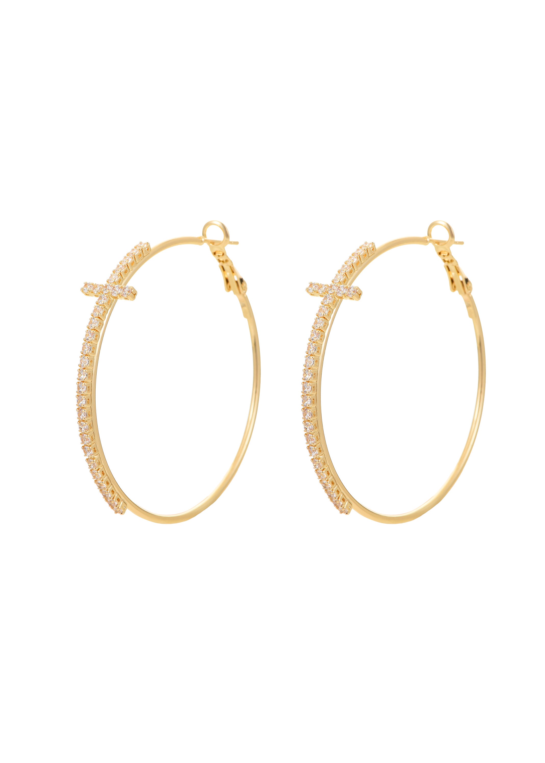 Foufou Cross Hoop Earring