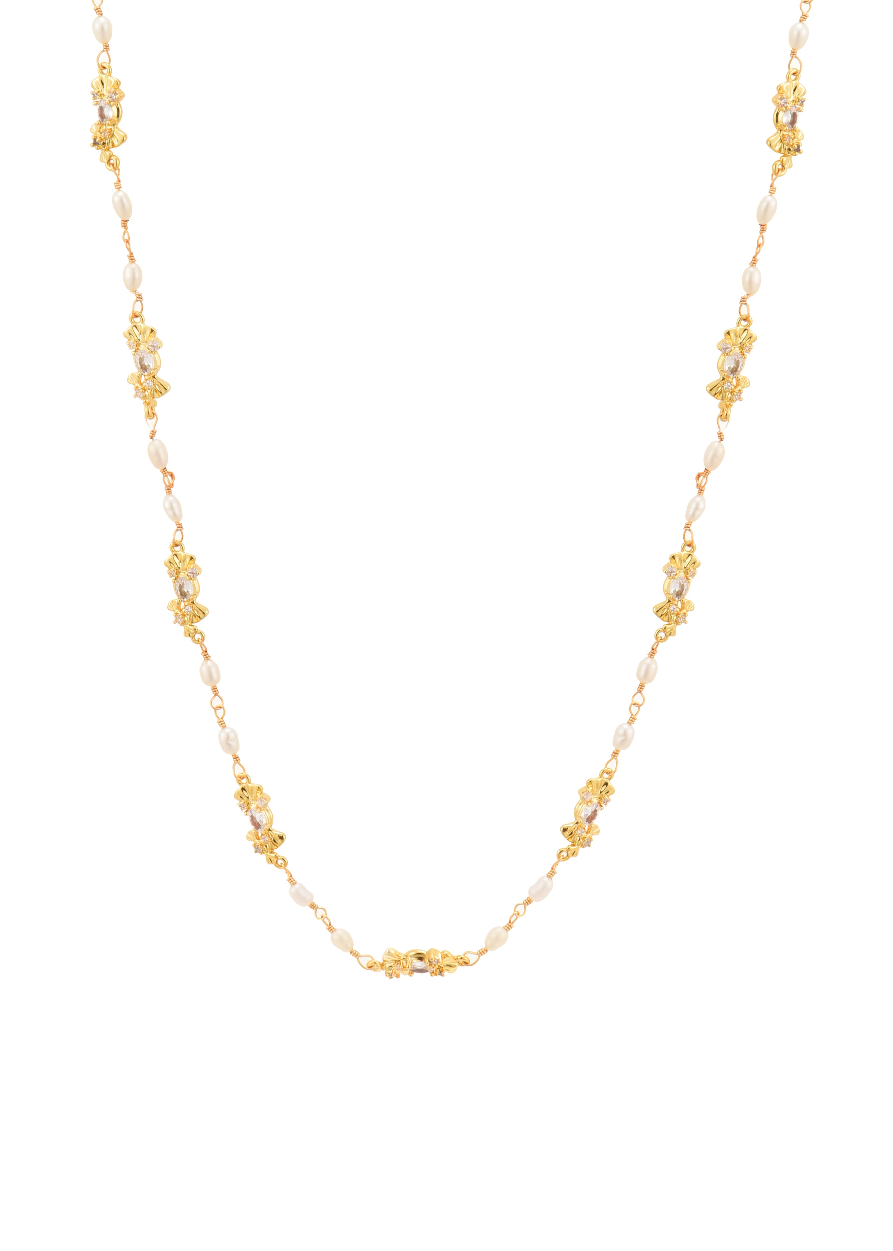 Laurent Pearl Golden Long Chain Necklace