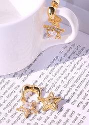 Double Star Earrings - Golden