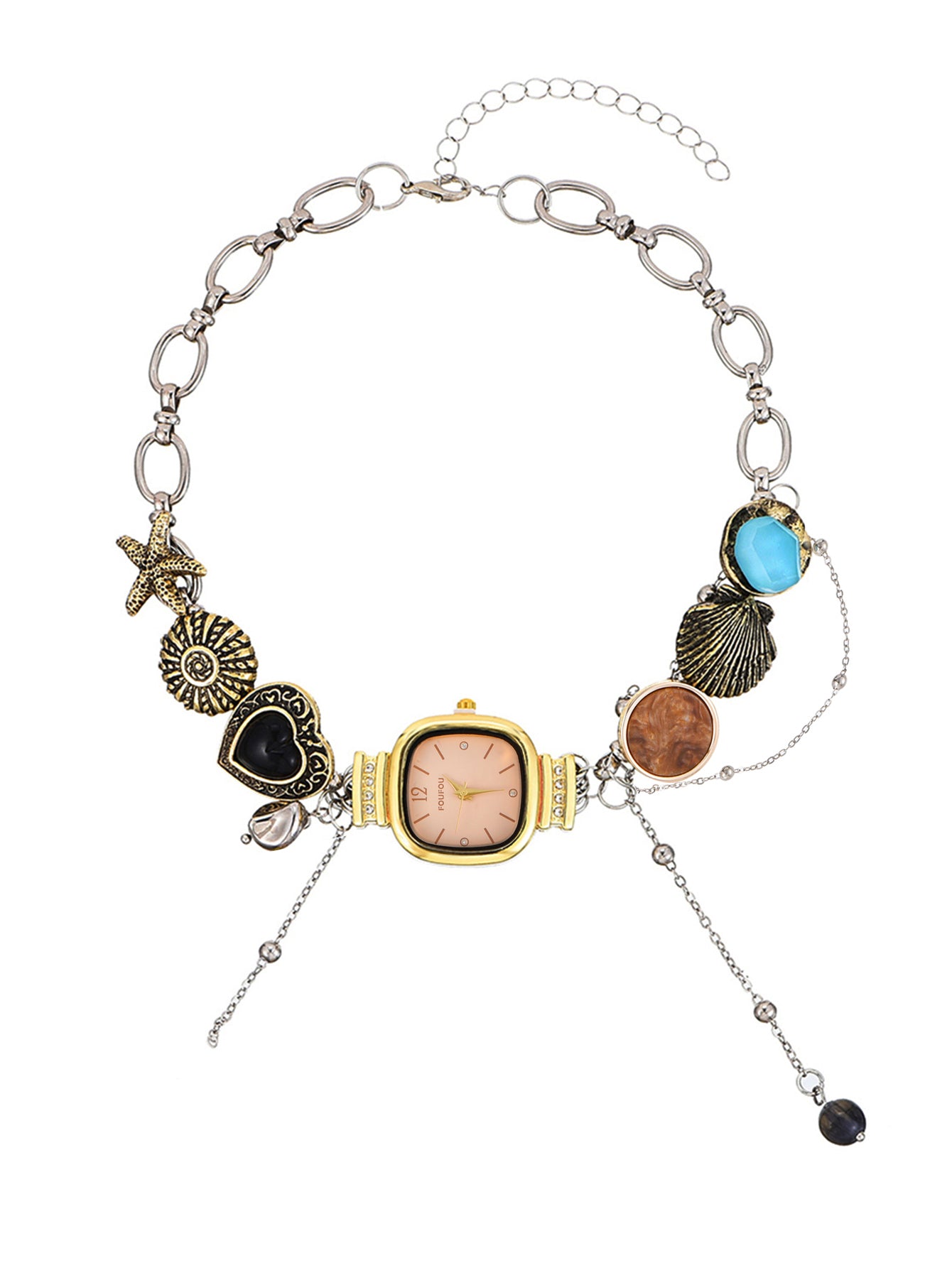 Guendalina Ocean O'Clock Vintage Watch Golden Choker Necklace