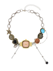 Guendalina Ocean O'Clock Vintage Watch Golden Choker Necklace