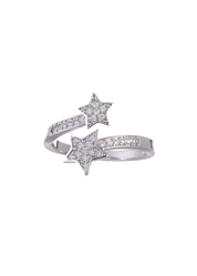 Anillo Ajustable Doble Estrella Circonitas