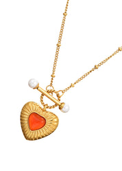 Emily Carnelian Pearl Summer Love Golden Necklace