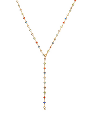 Michelle Colorful Hearts Love Golden XL Long Lariat Necklace
