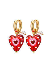 Raquel Crystal Love Earrings in Red