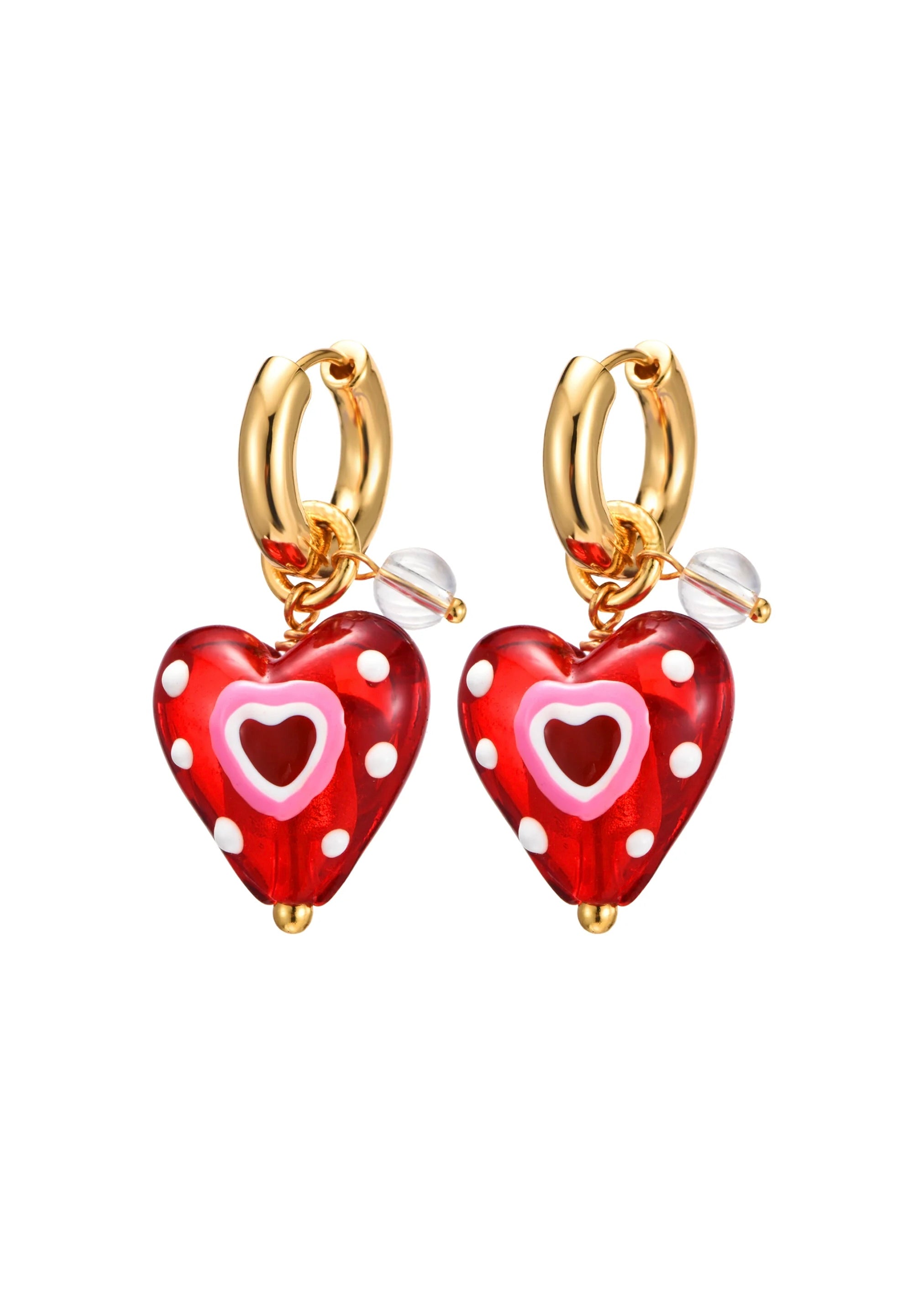 Raquel Crystal Love Earrings in Red