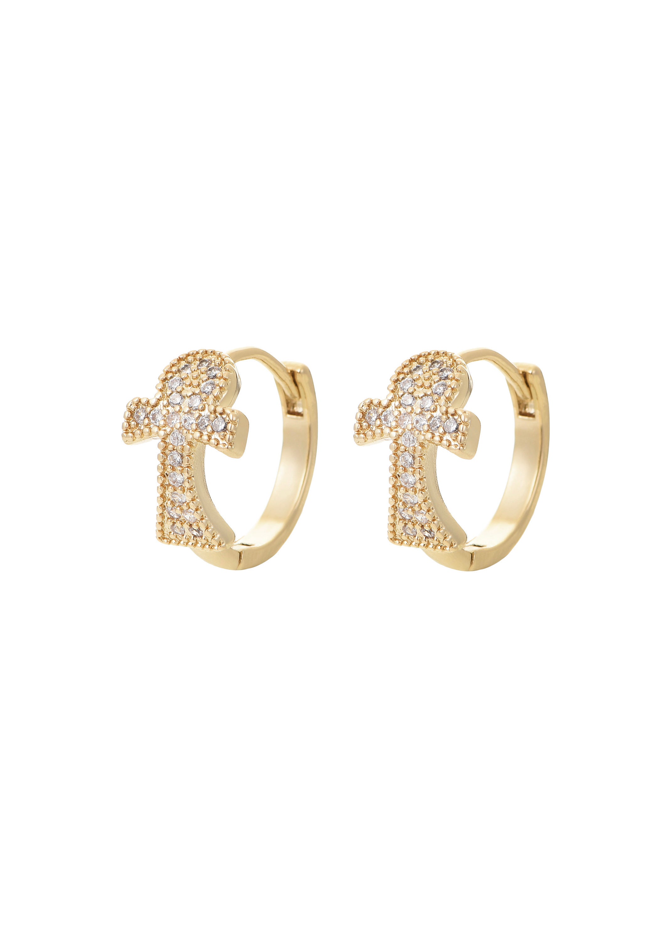 Glittering Ankh Hoop Earrings