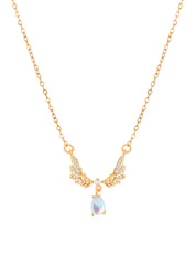 Moonstone Wings Necklace- Silver