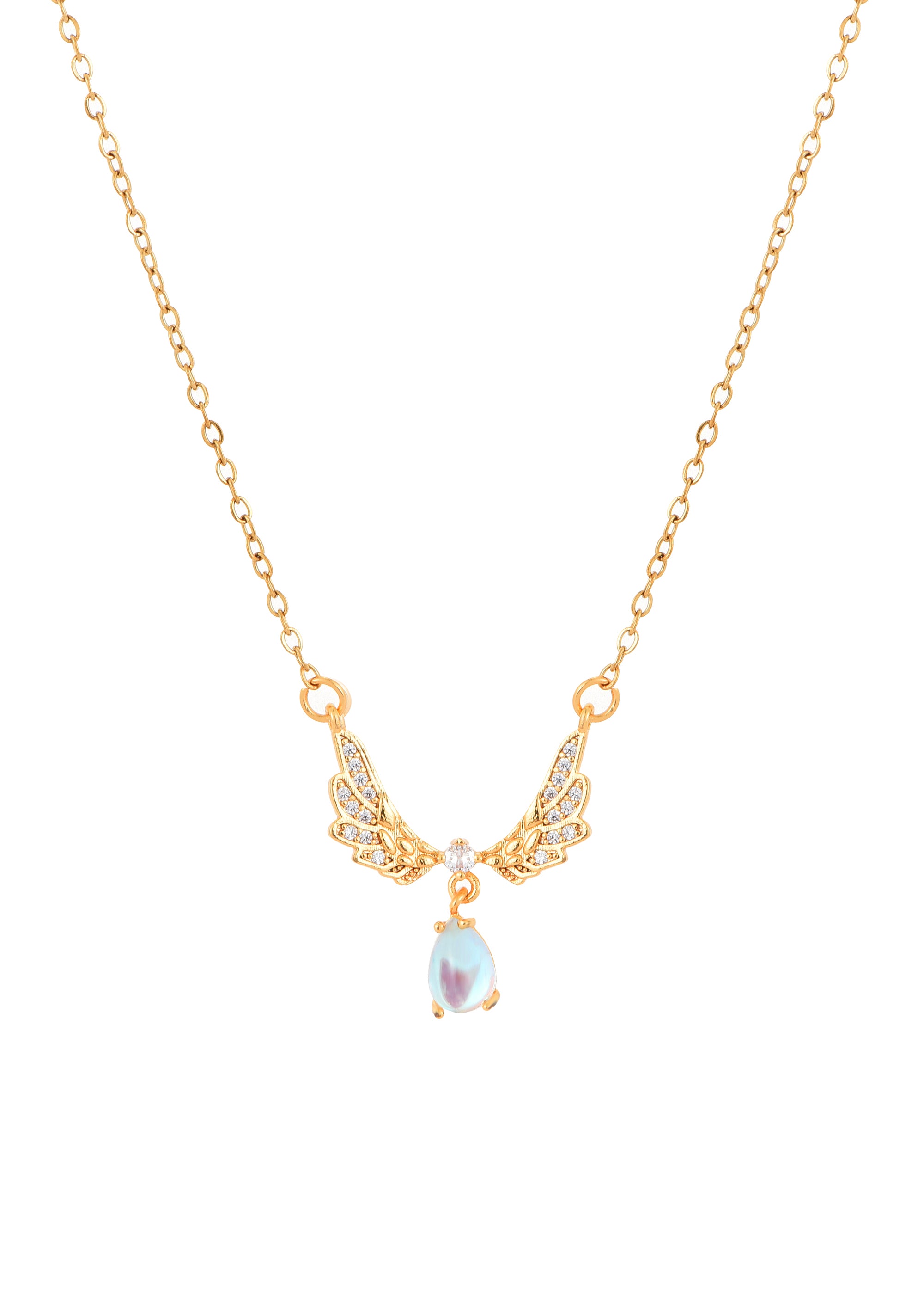 Moonstone Wings Necklace- Silver