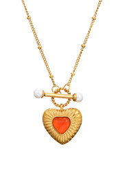 Emily Carnelian Pearl Summer Love Golden Necklace