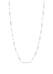 Boho Pearl Long Chain Silver Necklace