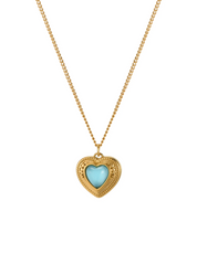 Augustus Blue Heart Golden Necklace