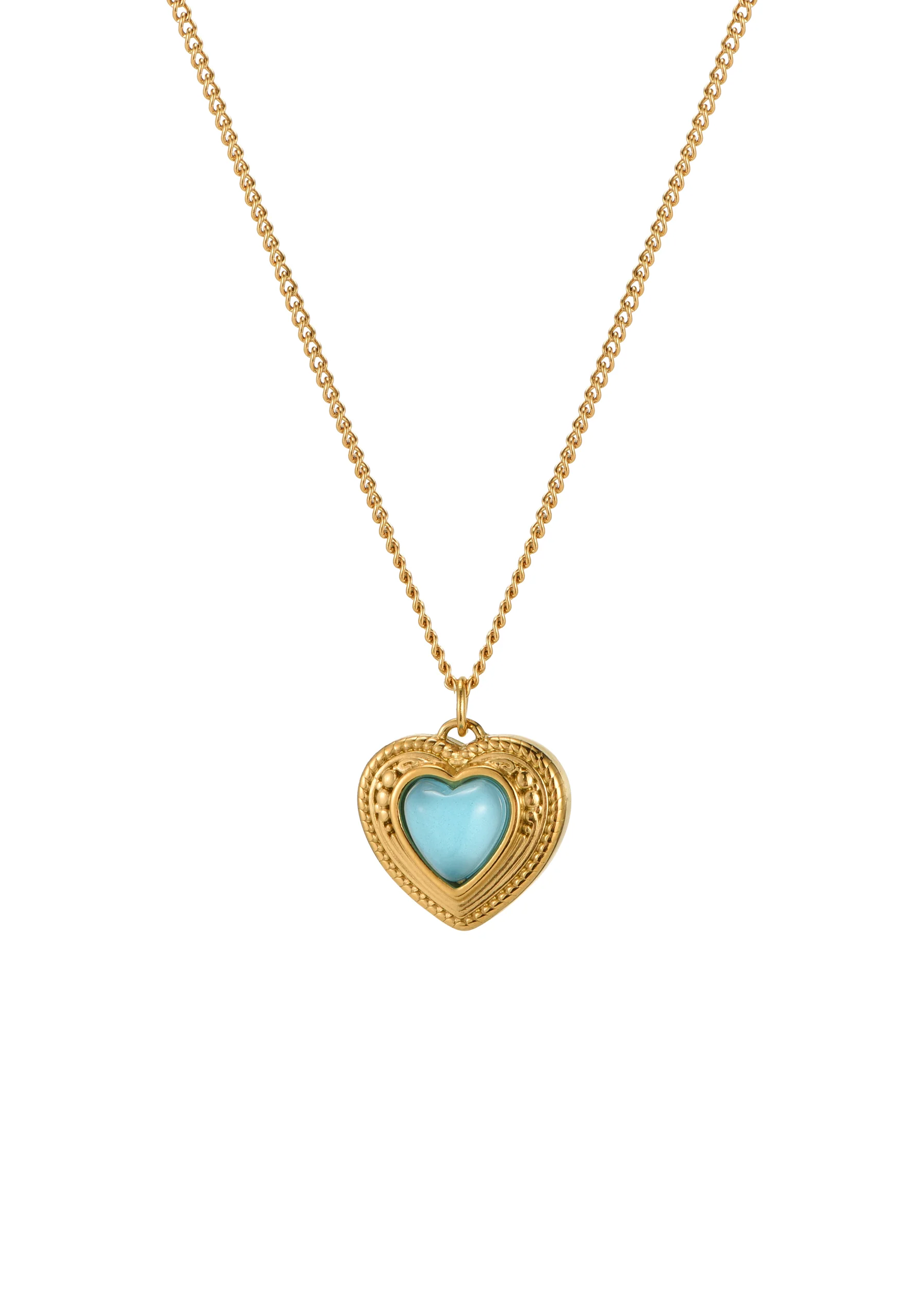 Augustus Blue Heart Golden Necklace