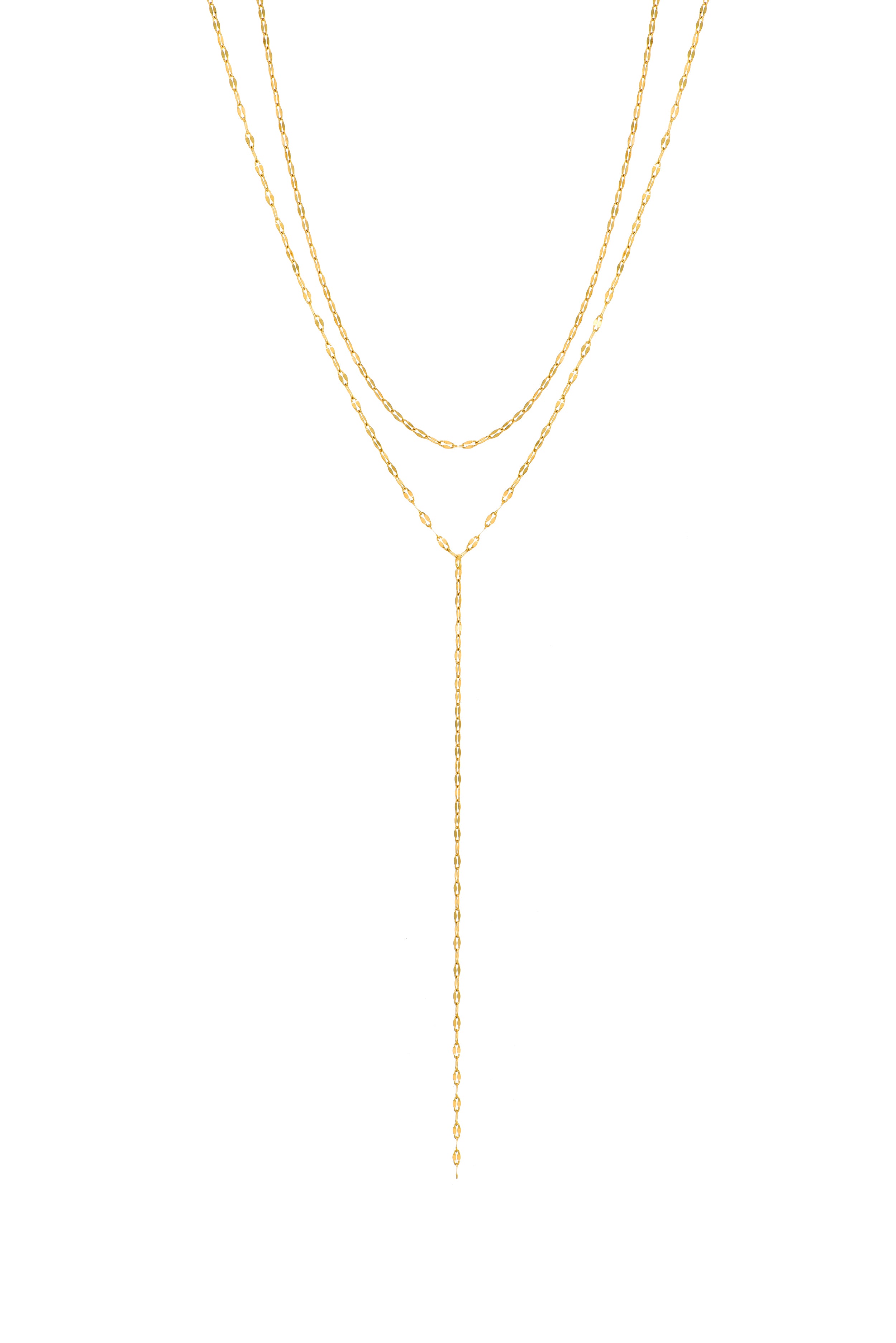 Mai Double Chain Lariat Necklace - Golden
