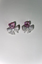 Romy Heart Bow Crystal Earrings