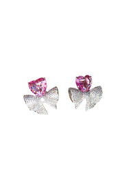 Romy Heart Bow Crystal Earrings