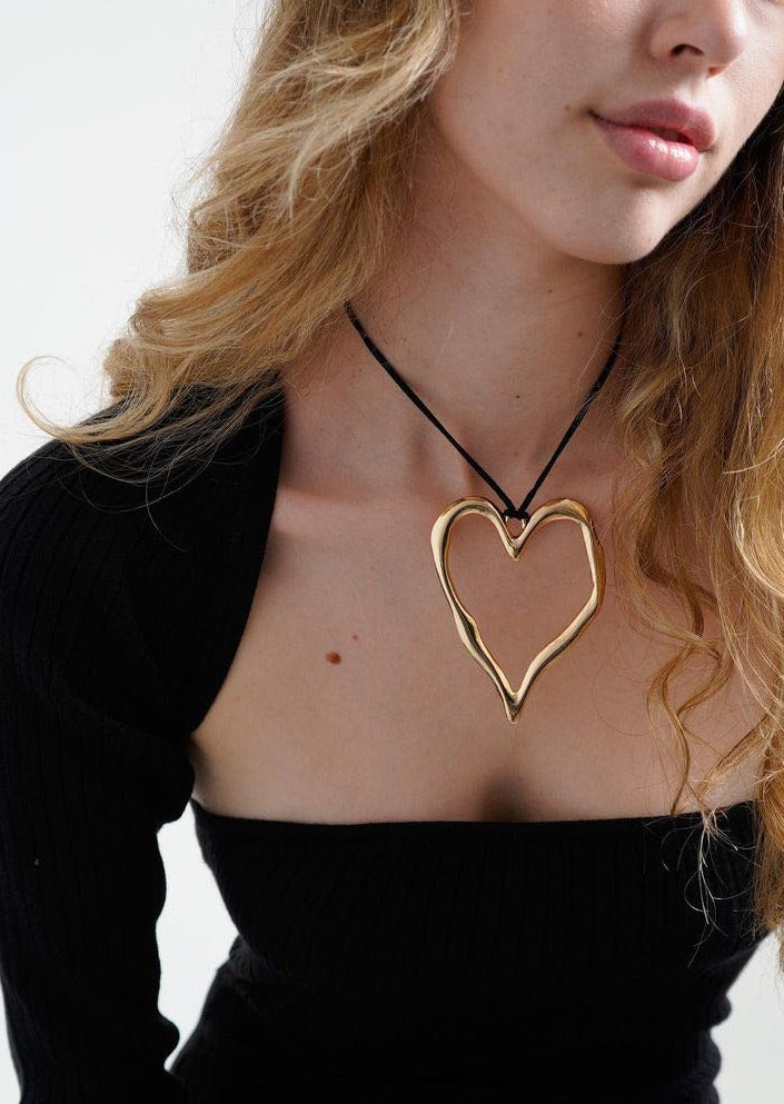 Melissa Hand Draw Golden Heart XL Necklace