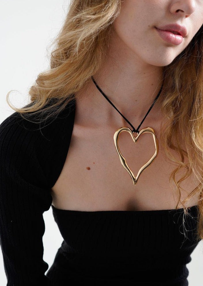 Melissa Hand Draw Golden Heart XL Necklace