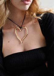 Melissa Hand Draw Golden Heart XL Necklace