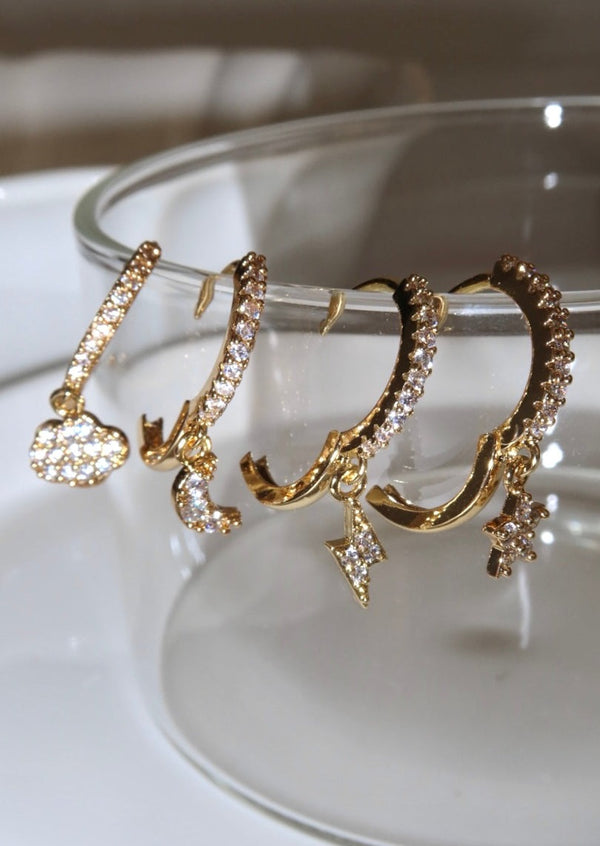 Sky Moods Golden Huggie Earrings Set