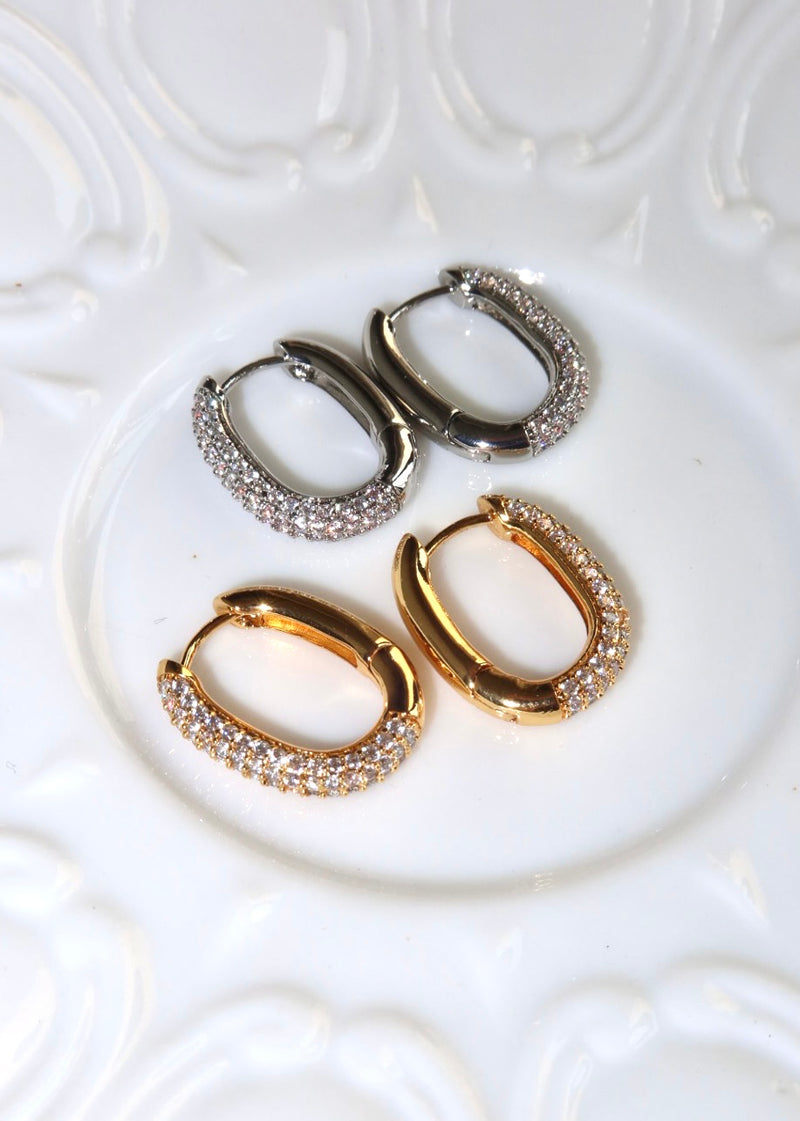 Diamond Leona Huggie Hoop Gold Earrings
