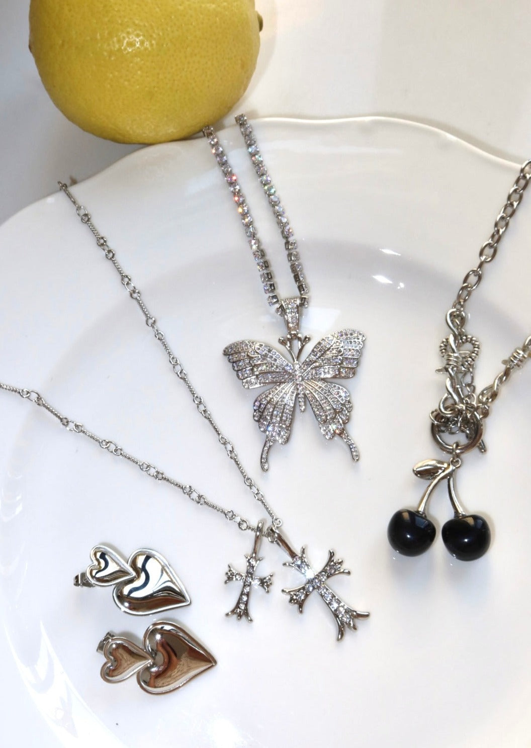 Val Duo Cross Silver Necklace for Women – Cute Stainless