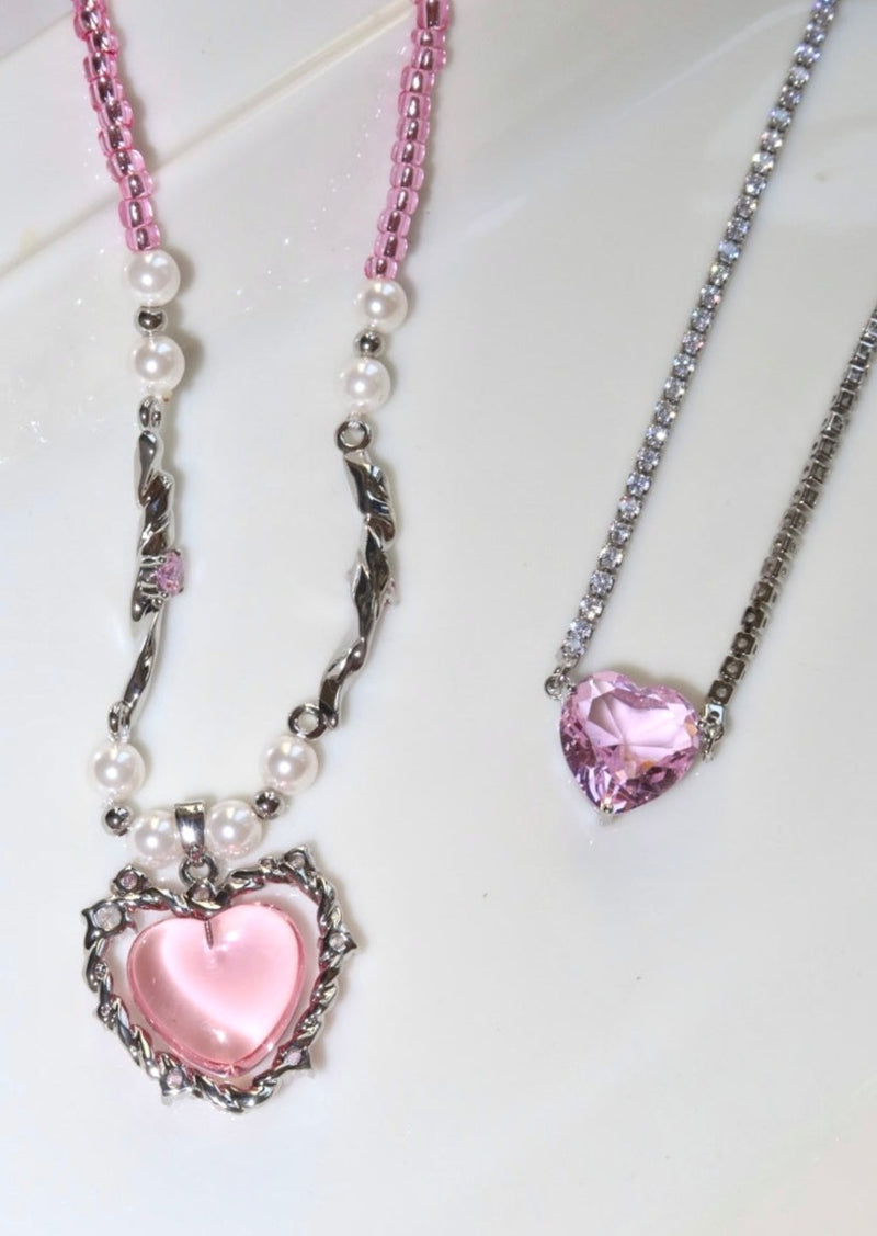Fabienne Pink Heart Necklace