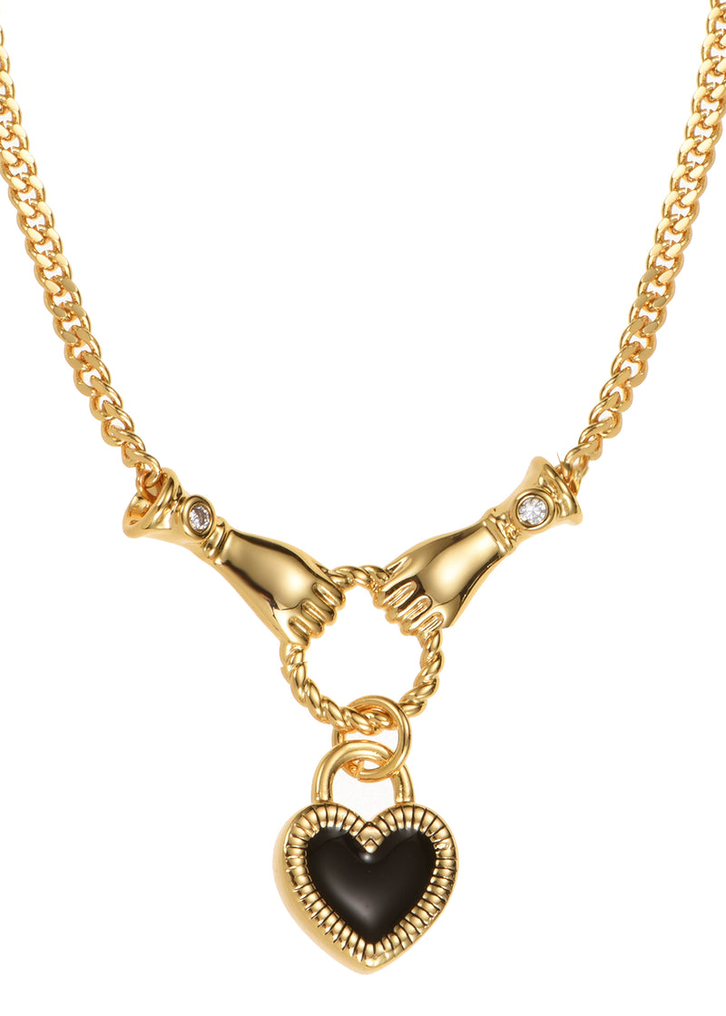 Madelaine Heart In Hands Love Golden Necklace