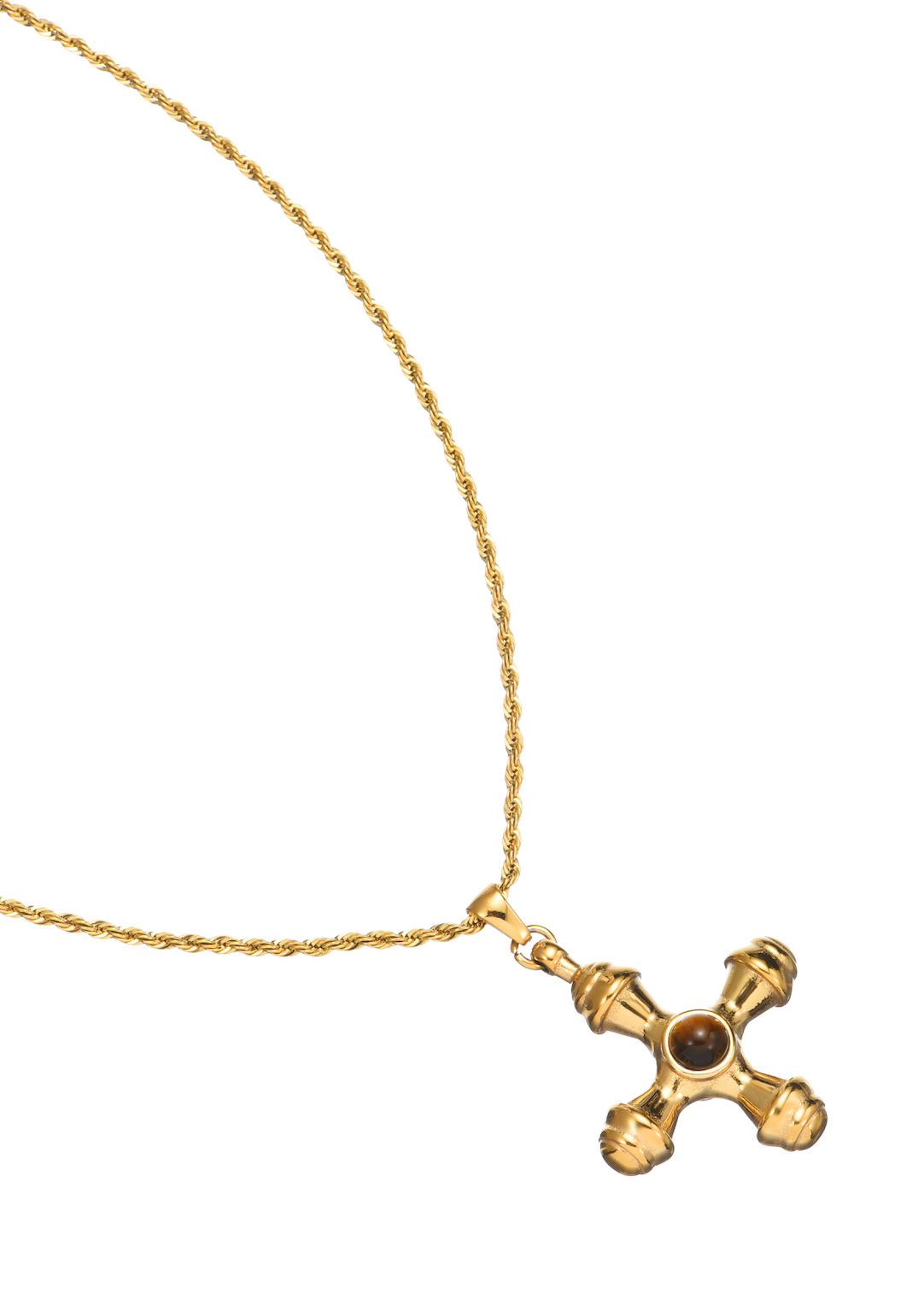 Kiara Tiger's Eye Golden Cross Necklace