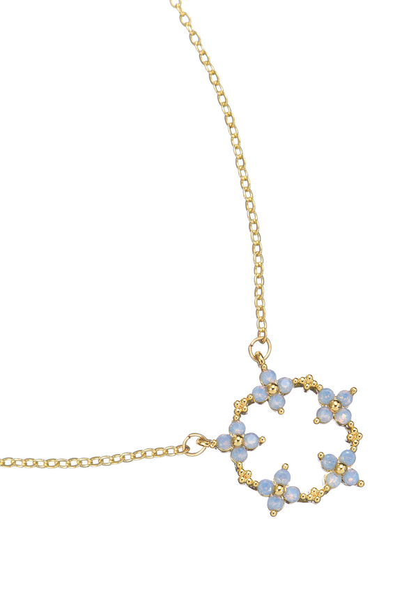 Snow White Mini Blue Clover Golden Necklace